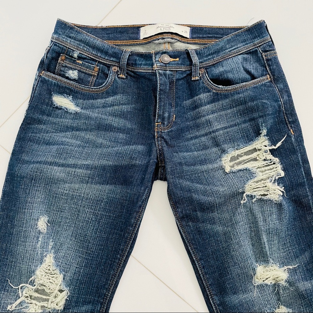 Abercrombie dark ripped jeans